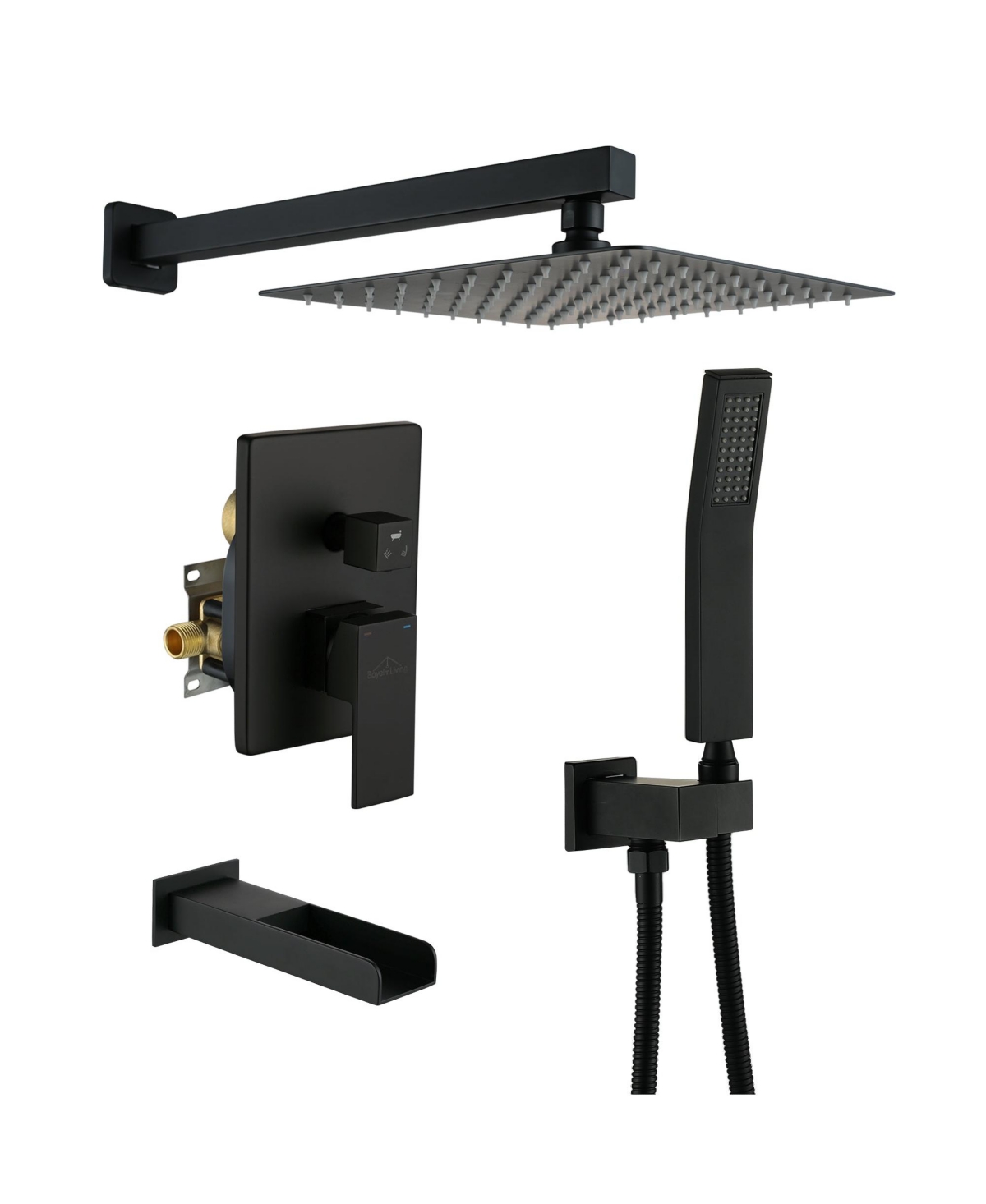 Boyel Living Wall Mount Single-Handle 1-Spray Tub and Shower Faucet with Handheld Shower - Inch (Valve Included)