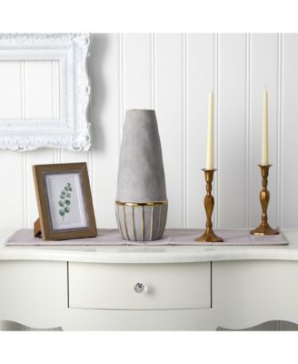 Regal Stone Decorative Vase with Gold Accents