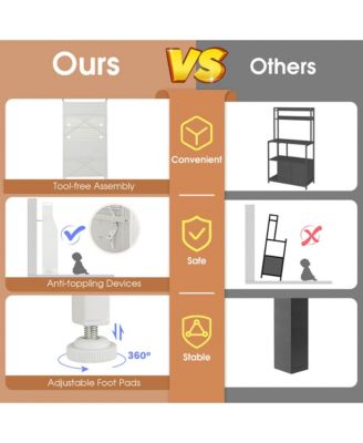 5-tier Metal Kitchen Bakers Rack with Pegboard 8 Hooks 5-position Adjustable Shelf