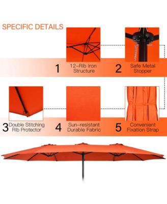 11 PCS Patio Wicker Dining Set with Double-Sided Outdoor Umbrella 8 Stackable Chairs