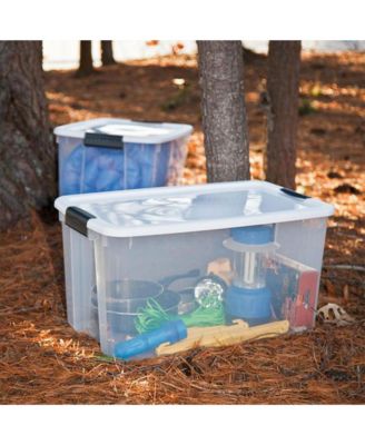 70 Qt Clear Plastic Stackable Storage Bin with Latching Lid, (4 Pack)