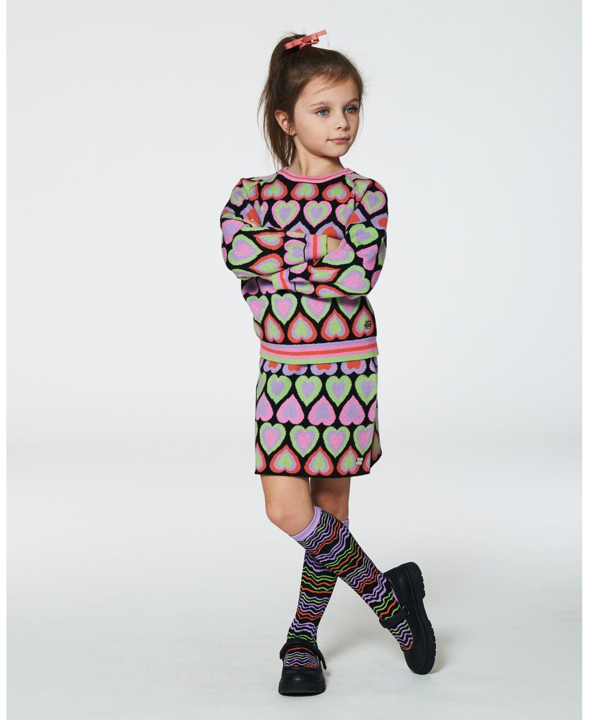 Deux par Deux Big Girls Jacquard Hearts Skirt Multicolor