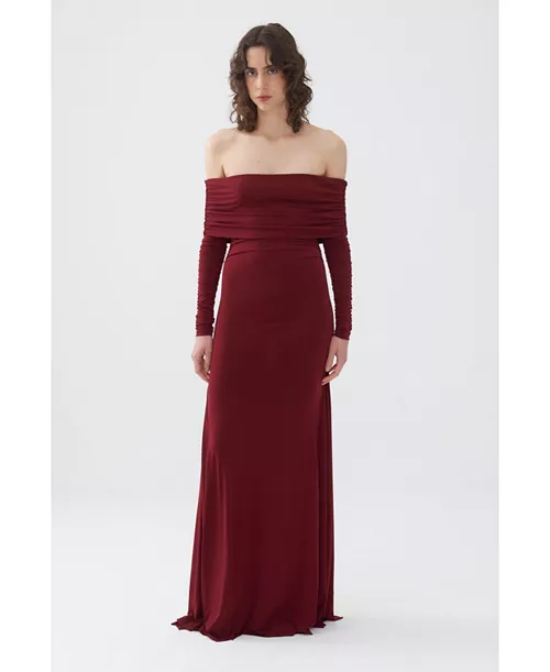 women's off the shoulder maxi dress