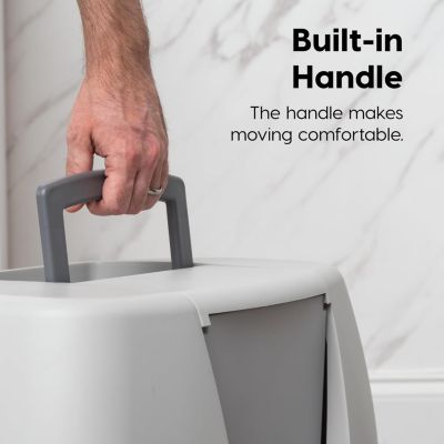 Large Hooded Corner Cat Litter Box with Scoop, Gray