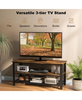 1 Pc 3-Tier TV Stand, Fits TVs up to 50", with Power Outlets, USB Ports & Shelves – Entertainment Furniture