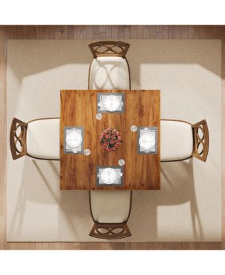 Wood Dining Table Farmhouse Kitchen Table for Dining Room Living Room, 2-4 Person Dining Room Table Square Dinner Tables with Wooden Legs Oak Top for Small Space, Rustic Brown(Only Table