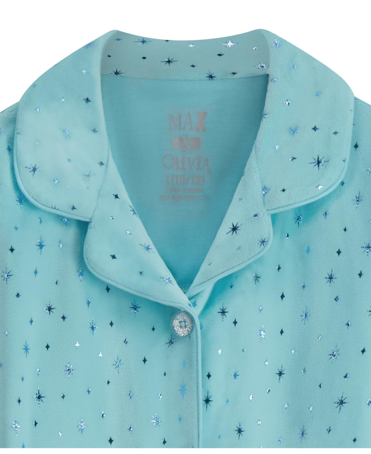 Max and Olivia Girls Velour Coat Pajama with Matching Scrunchie 3pc Set