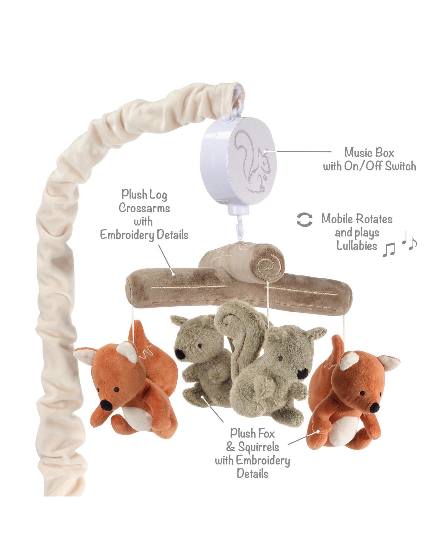 Treetop Fox & Squirrel Musical Woodland Crib Mobile