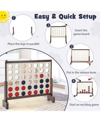 4-in-a-row Game Set with 42 PCS Chips & 600D Oxford Fabric Carrying Bag Wooden