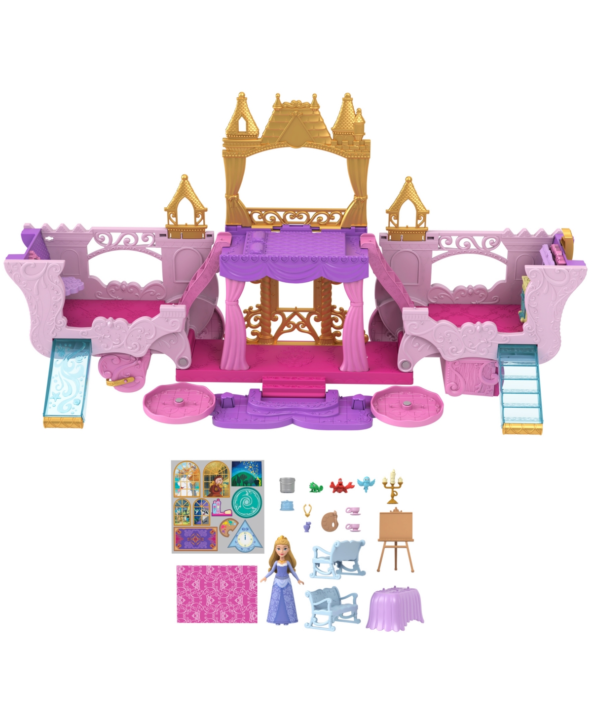 Disney Princess Carriage To Castle Playset With Aurora Doll & Accessories In Multi-color