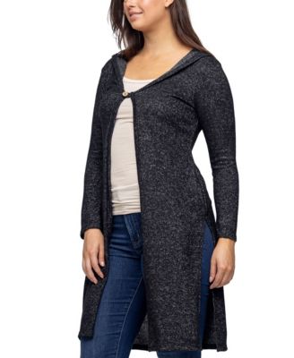 Women's Knee Length Long Sleeve Hooded Cardigan Shrug