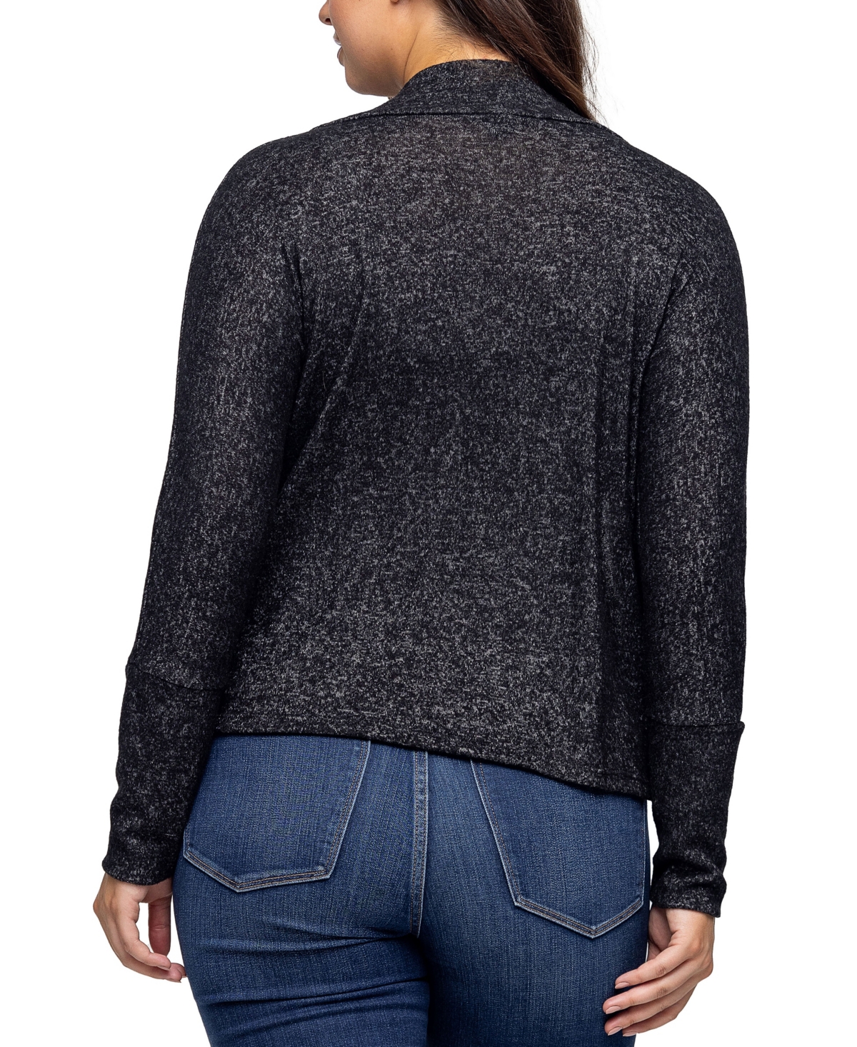 24seven Comfort Apparel Women's Curved Hem Open Front Long Bolero Shrug