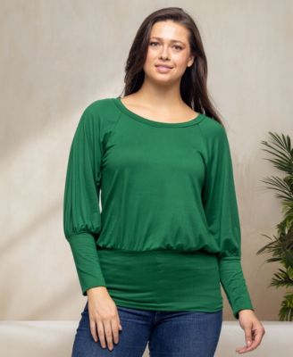 Women's Round Neck Long Sleeve Banded Bottom Top