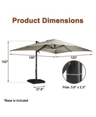 10x13 ft. 360° Rotation Cantilever Patio Umbrella with BaseandBT