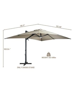 10x13 ft. 360 B0; Rotation Square Cantilever Patio Umbrella with Bluetooth Speaker and LED Light