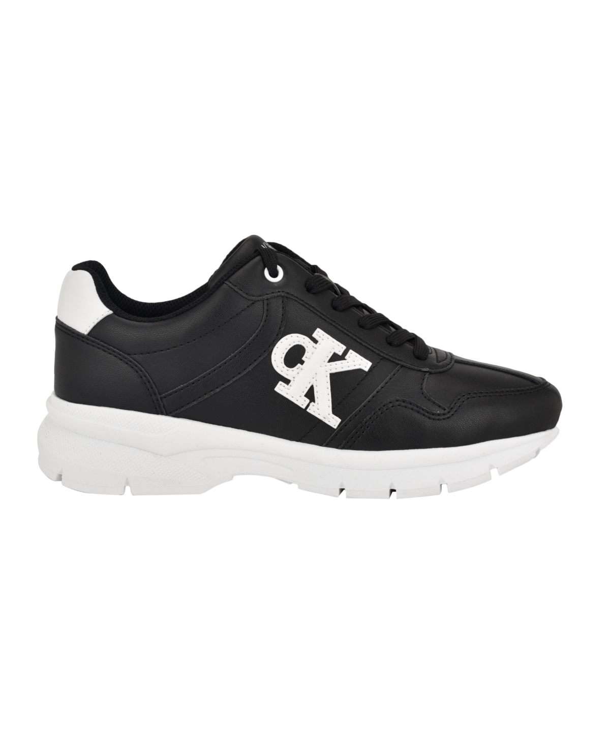 Calvin Klein Women's Caius Round Toe Lace-Up Casual Sneakers -White
