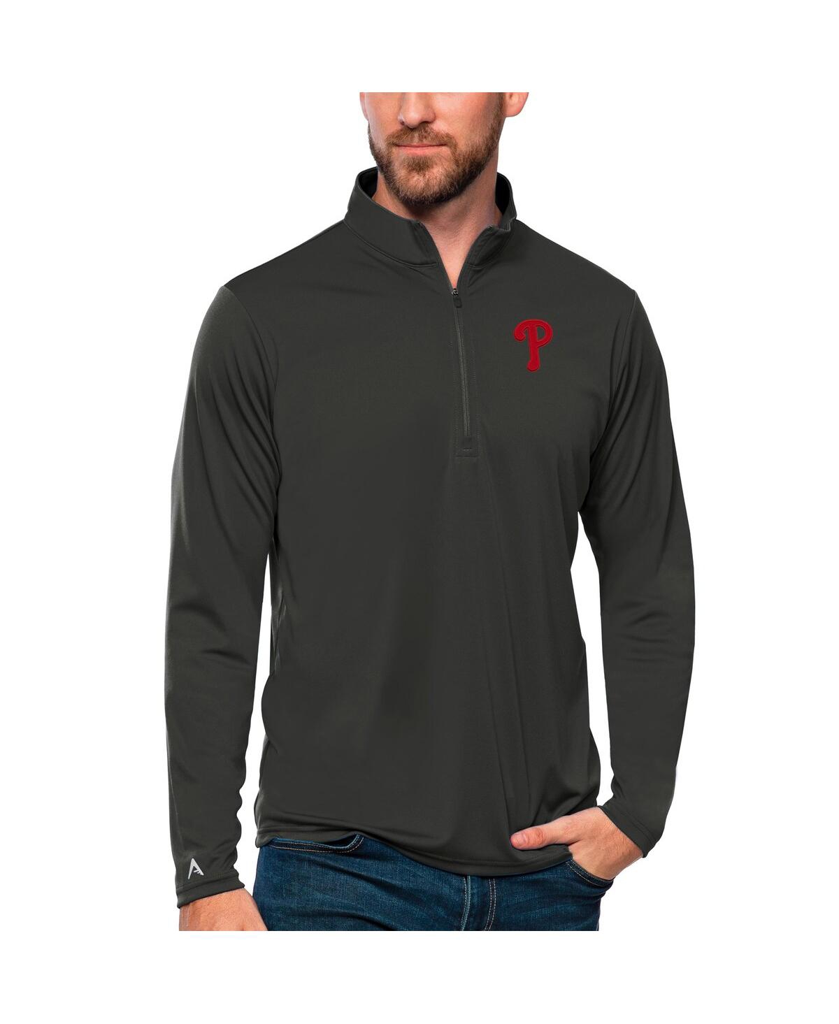 Men's Charcoal Philadelphia Phillies Tribute Quarter-Zip Pullover Top - Charcoal