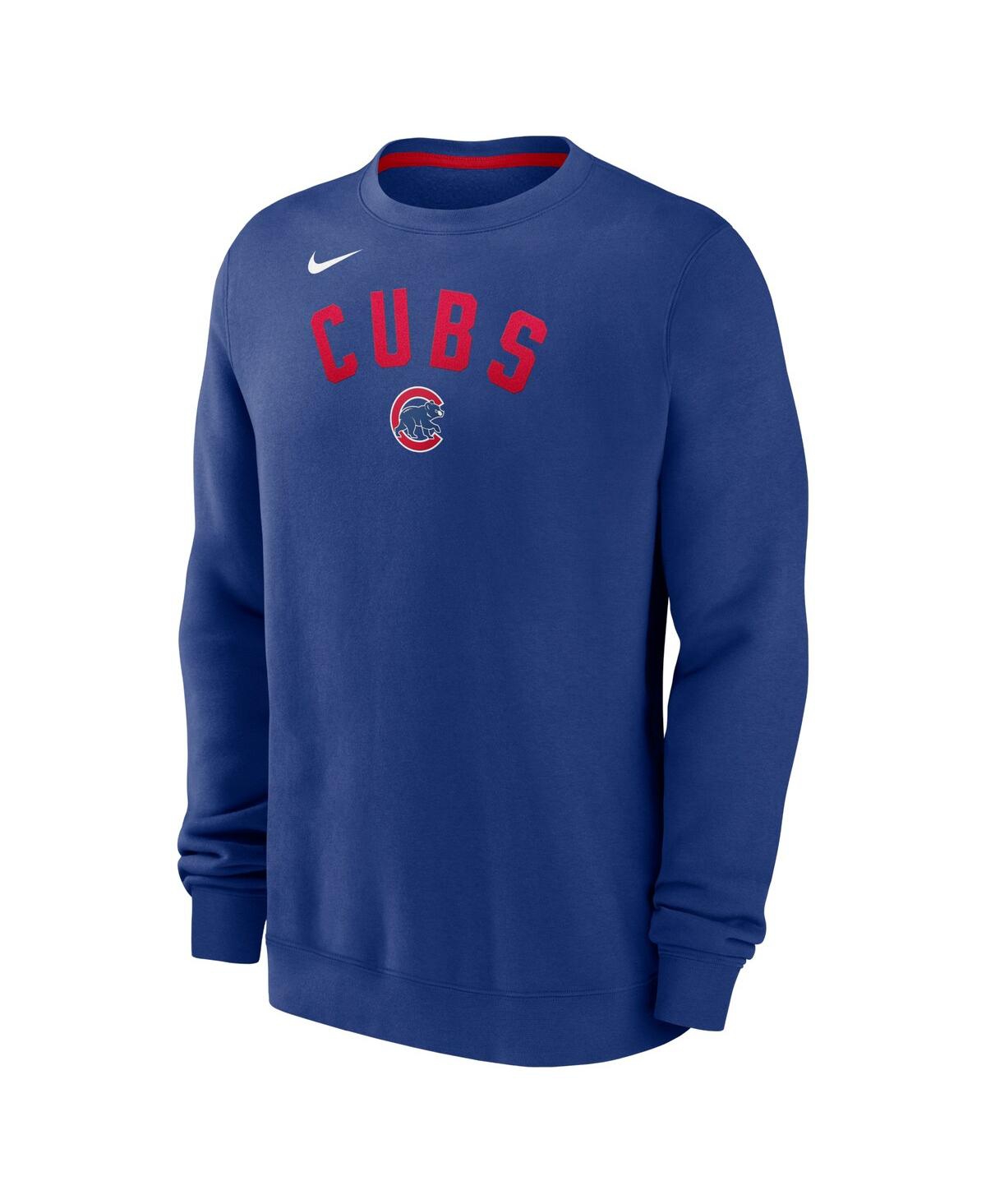 Nike Men'sChicago Cubs Classic Fleece Performance Pullover Sweatshirt - Royal, Red