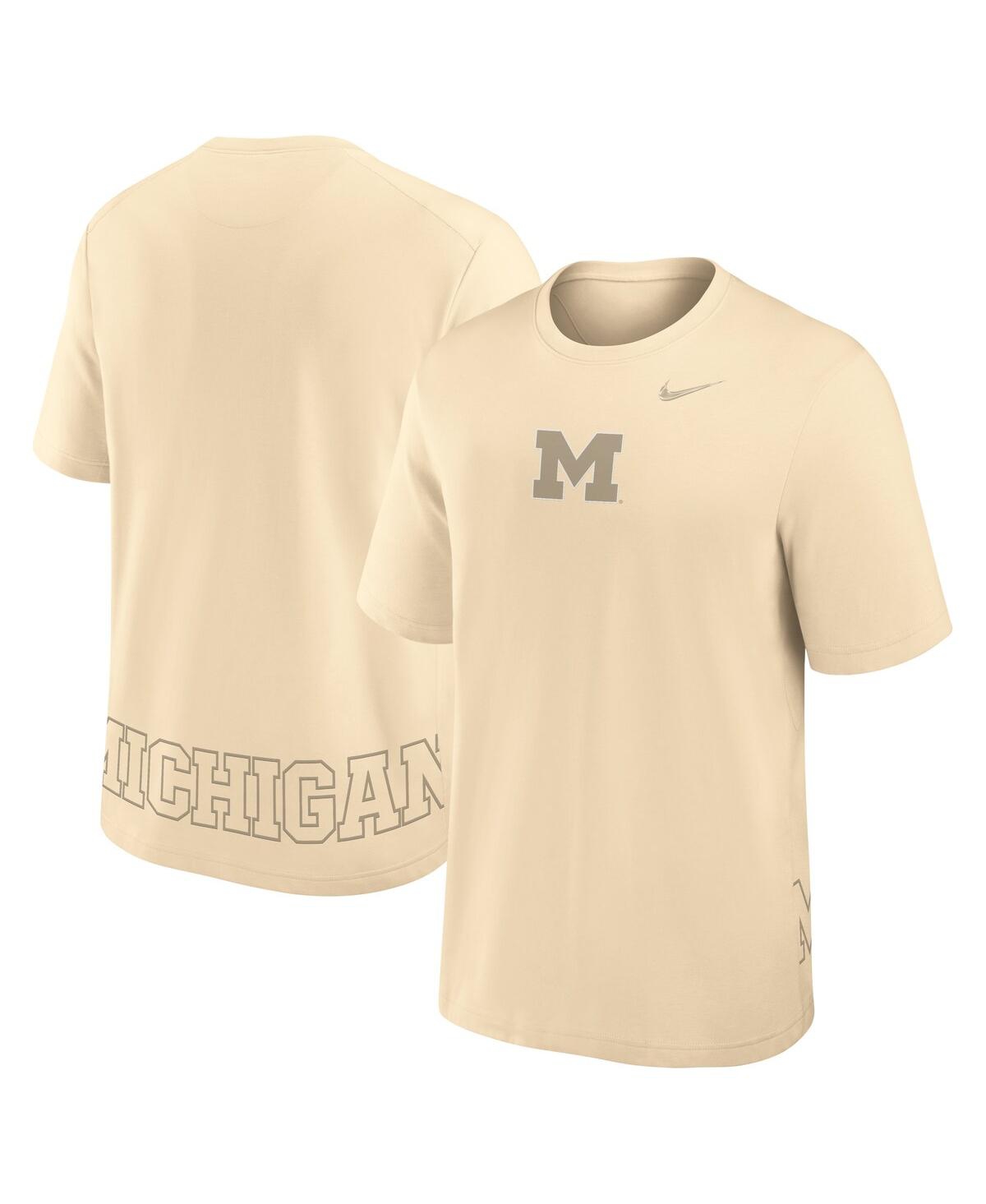 Nike Men's Cream Michigan Wolverines Primary Statement Two-Hit Performance T-Shirt - Cream