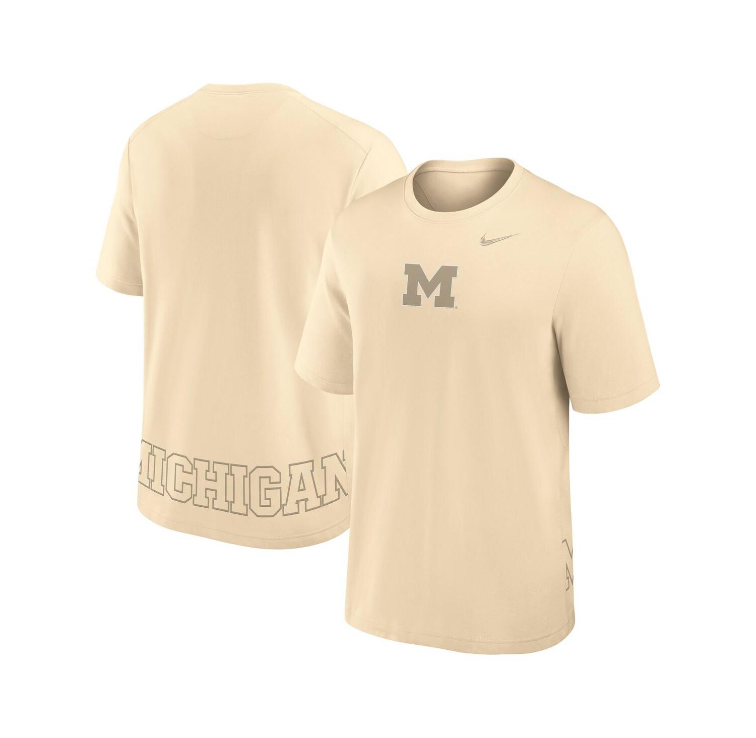Men's Cream Michigan Wolverines Primary Statement Two-Hit Performance T-Shirt
