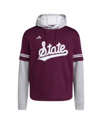 Men's Maroon Mississippi State Bulldogs Pullover Baseball Jersey Hoodie