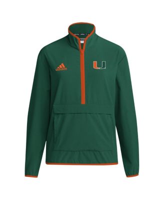 Men's Green Miami Hurricanes Coaches Sideline Half-Zip Jacket