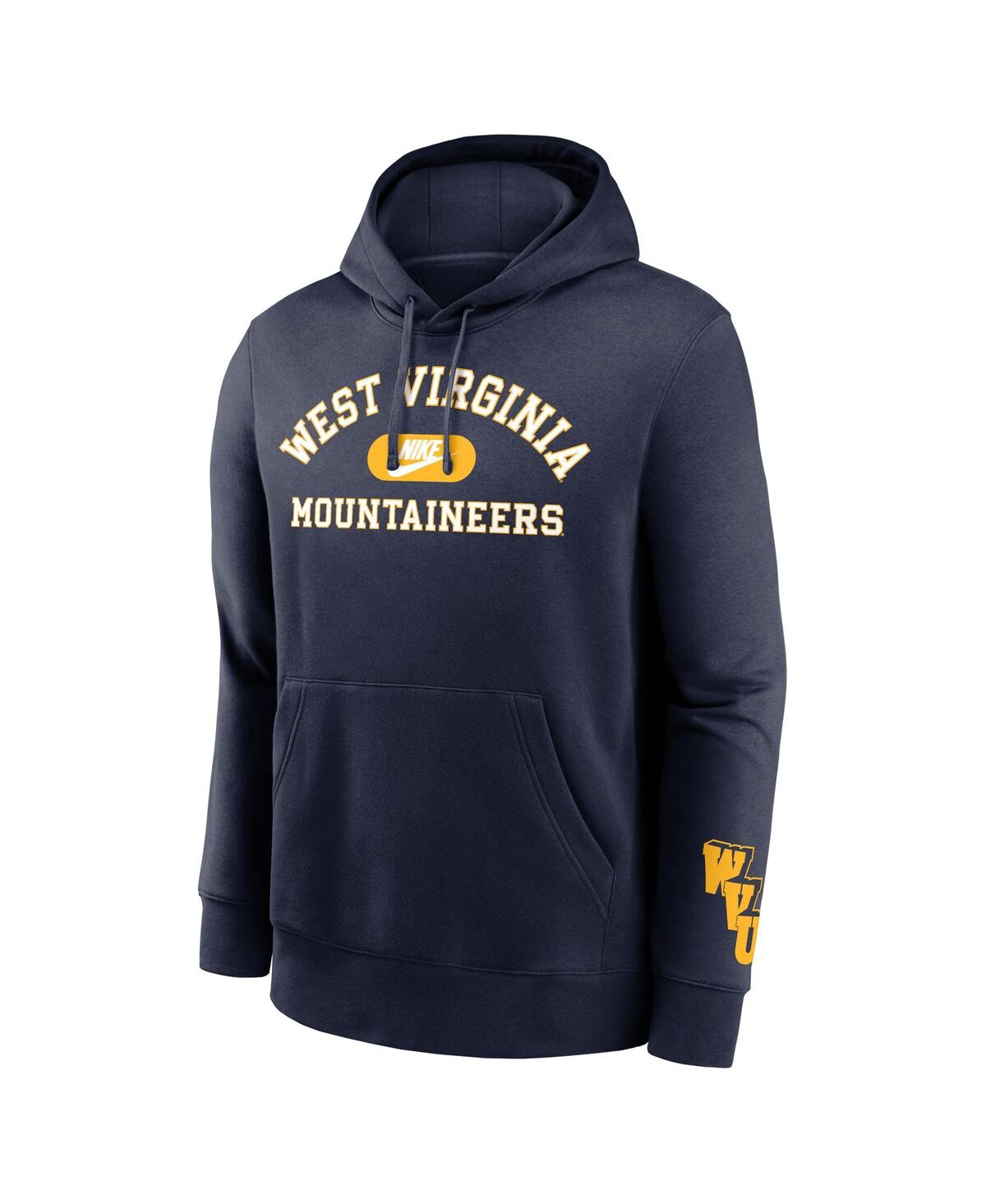 Nike Men's Navy West Virginia Mountaineers Legacy Foundational Two-hit Club Performance Pullover Hoodie In Navy