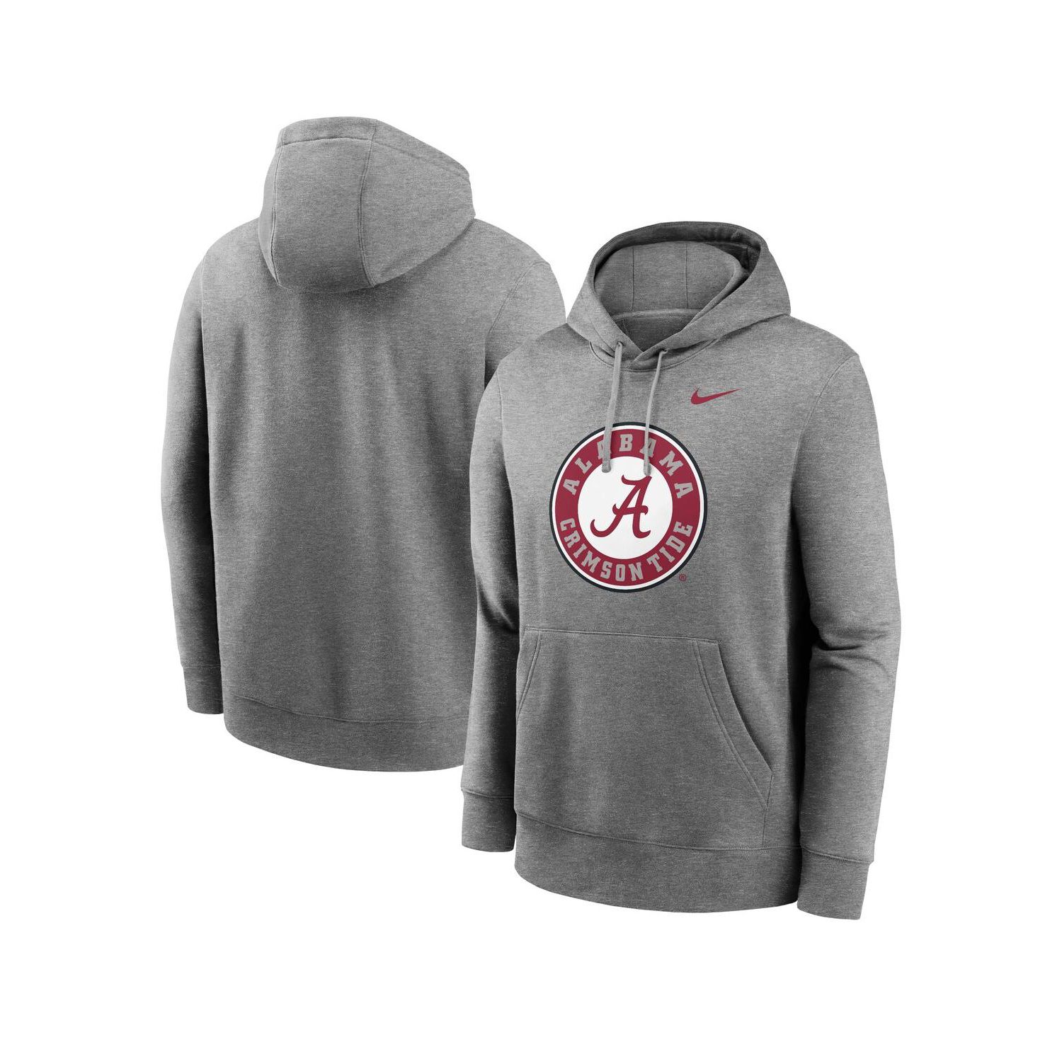 Men's Heather Gray Alabama Crimson Tide Primetime Alternate Logo Club Fleece Pullover Hoodie