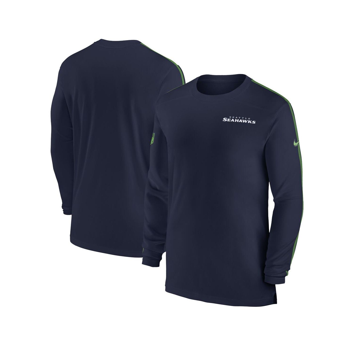 Men's College Navy Seattle Seahawks Sideline Coach UV Performance Long Sleeve T-Shirt