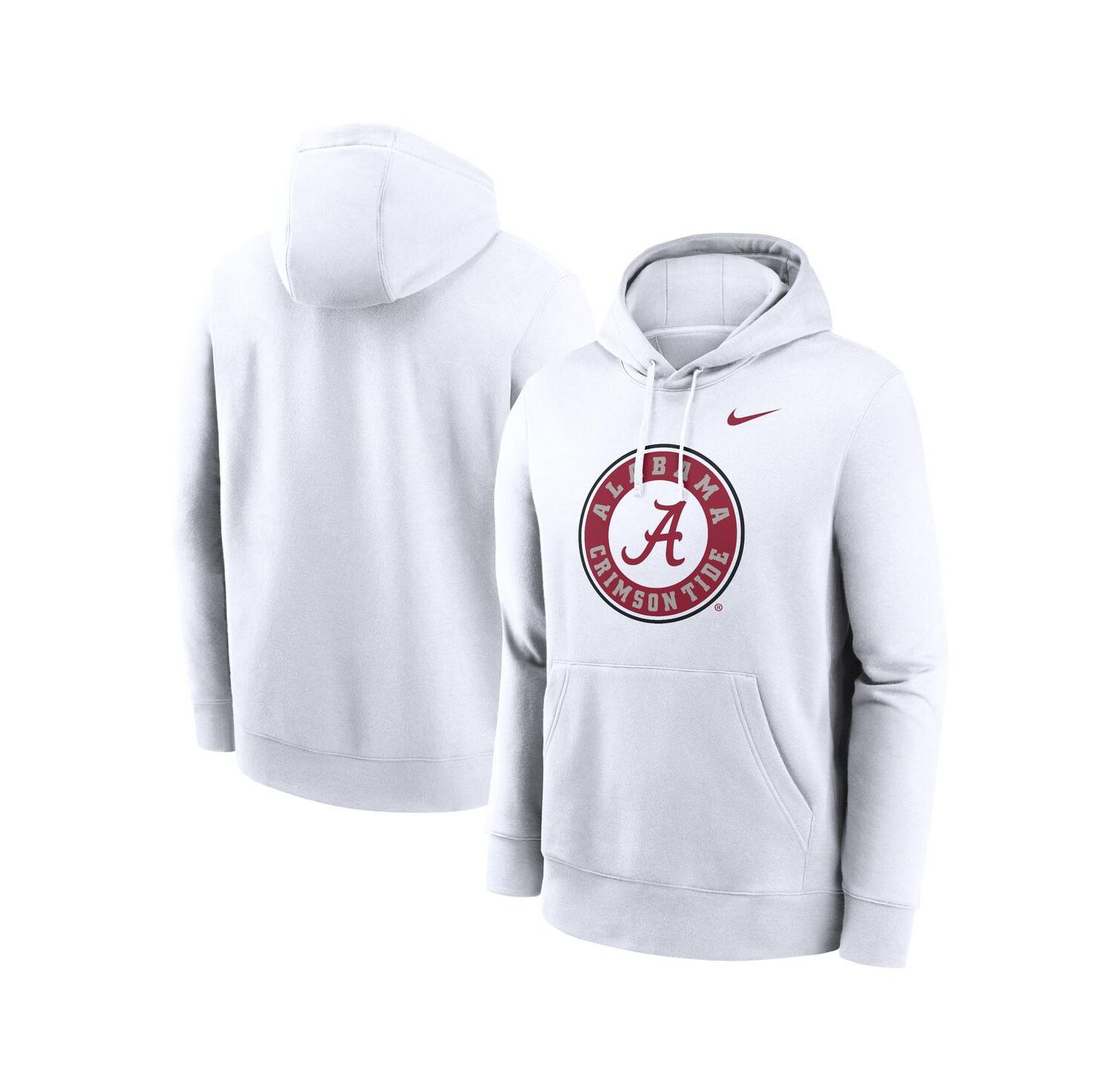 Men's White Alabama Crimson Tide Primetime Alternate Logo Club Fleece Pullover Hoodie