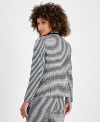 Women's Faux Double-Breasted Houndstooth Blazer, Regular & Petite