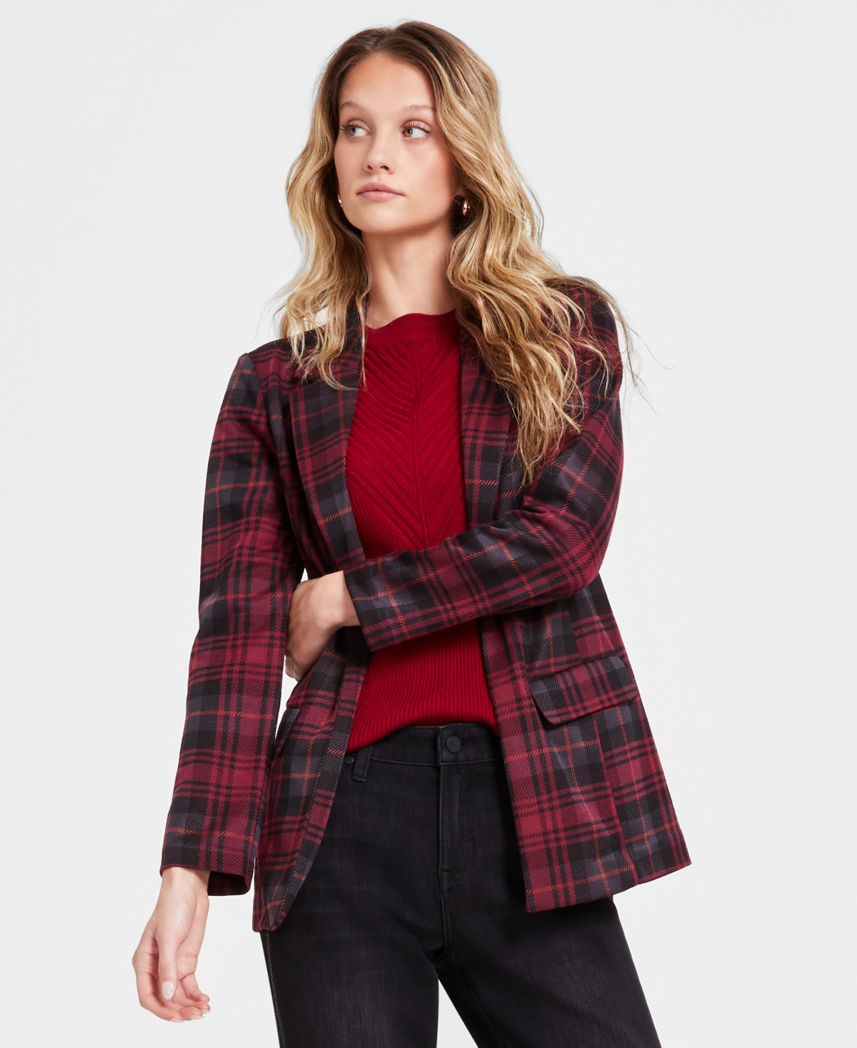 Liverpool Los Angeles Women's Plaid Boyfriend Blazer