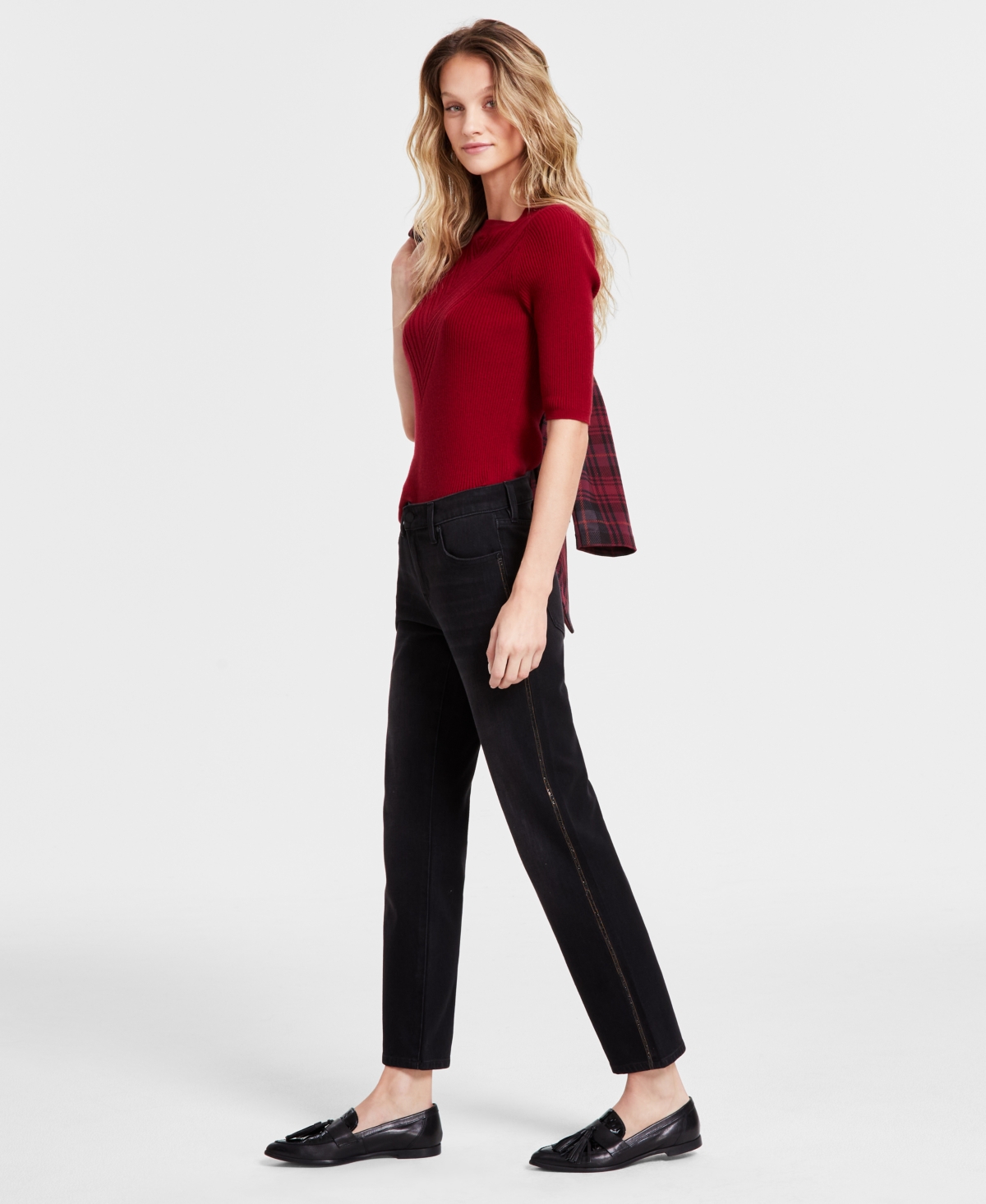 LIVERPOOL LOS ANGELES WOMEN'S LIV SPARKLE-TRIM HIGH-RISE SKINNY JEANS 