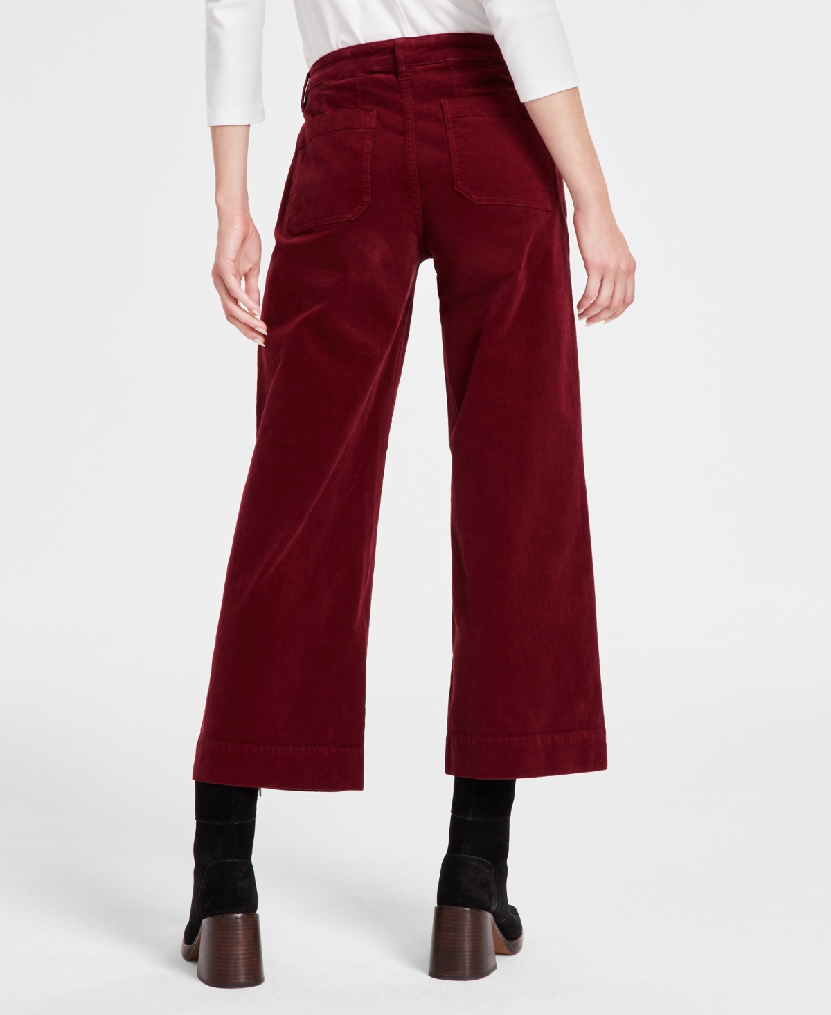 LIVERPOOL LOS ANGELES WOMEN'S MID-RISE CROP WIDE-LEG CORDUROY PANTS 