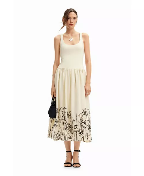 women's floral flared midi dress