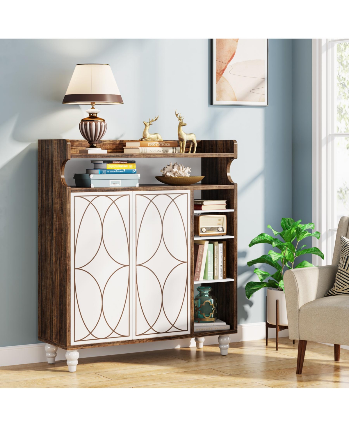 Tribesigns Shoe Cabinet with Doors, Shoe Storage Cabinet with Adjustable Shelves, Freestanding Shoes Rack Wooden Shoe Organizer for Entryway, Hallway,