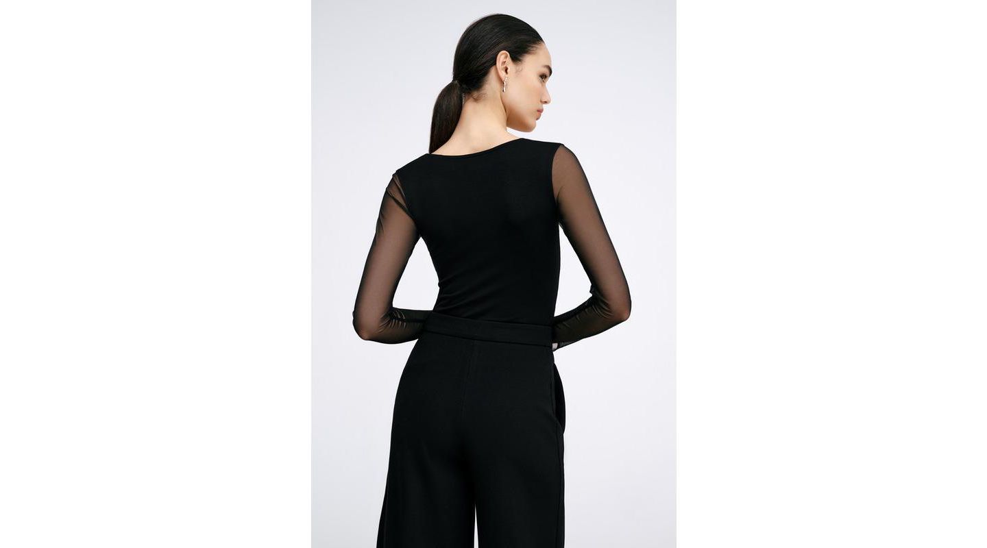 Женский топ Marcella Parisa Jersey-Bodice Long Mesh-Sleeve Fitted, цвет: Чёрный — фото 3