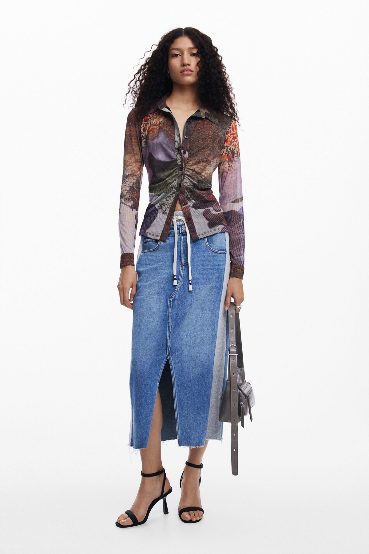 Desigual Women's Hybrid denim midi skirt
