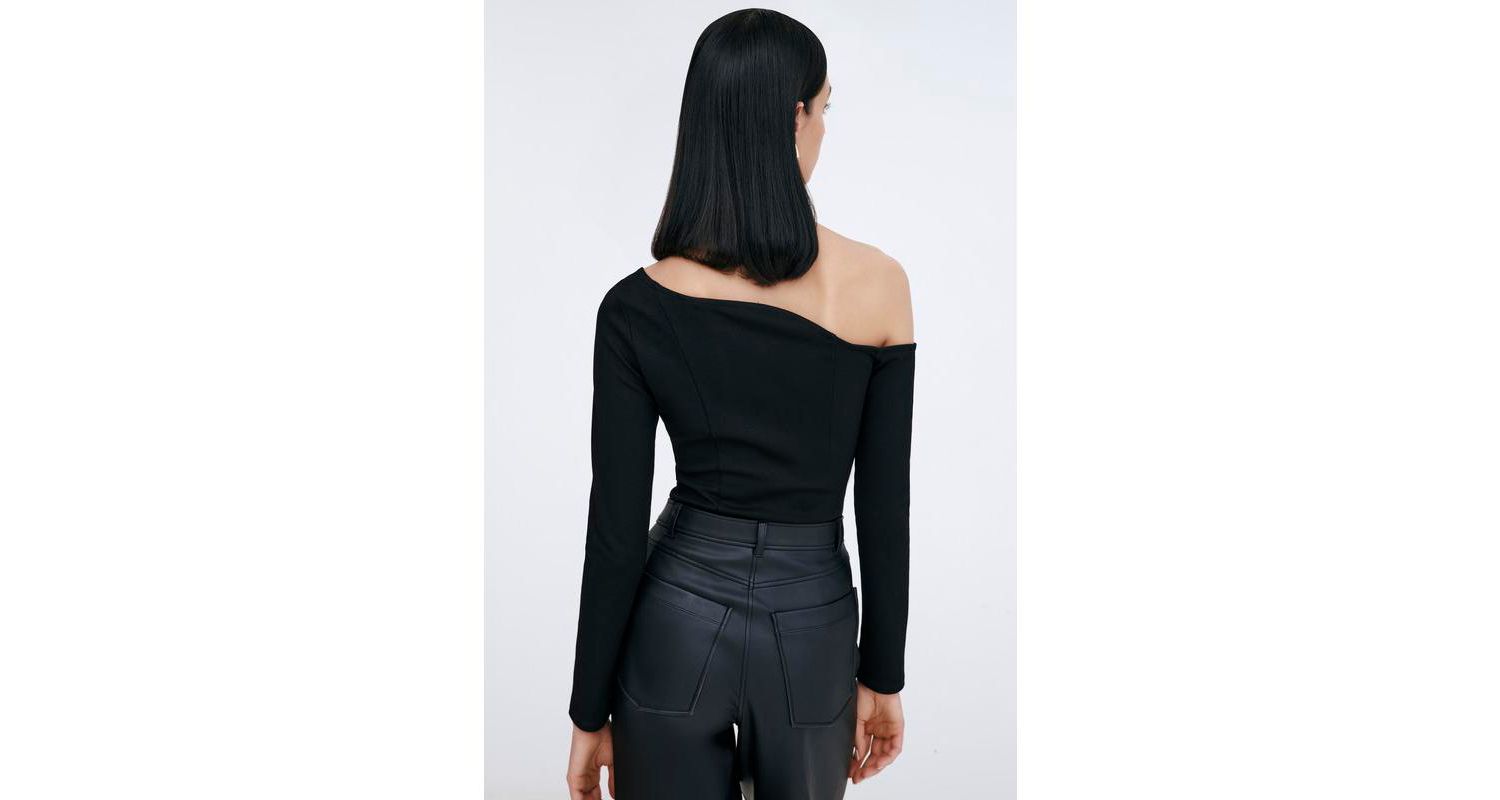 Women's Sylvan One-Shoulder Asymmetric-Neckline Long-Sleeve Top