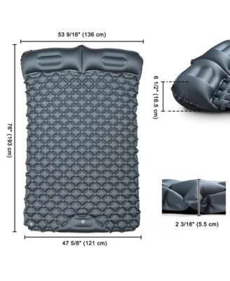 Double Sleeping Pad 2 Person Inflatable Camping Mat w/ Pillow Foot Pump Outdoor
