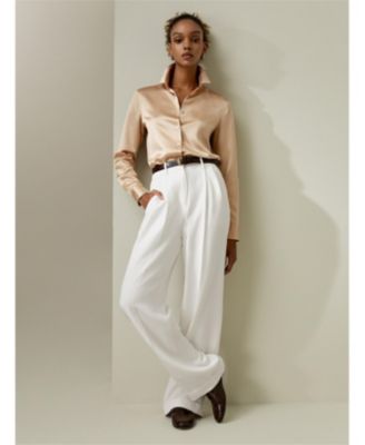 Spread Collar Silk Shirt for Women