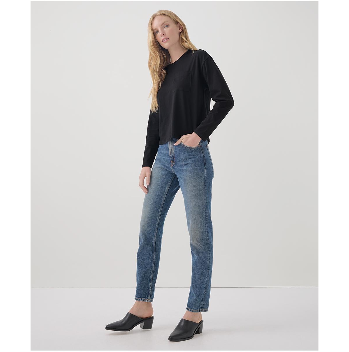 Pact Women's Organic Cotton Softspun Long Sleeve Pocket Tee