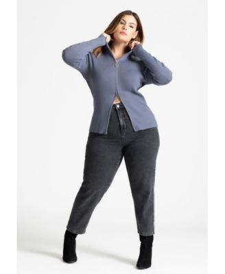 Women's Plus Size Two Way Zipper Sweater