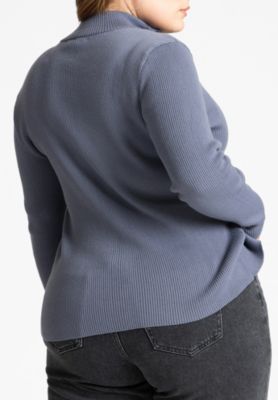 Women's Plus Size Two Way Zipper Sweater