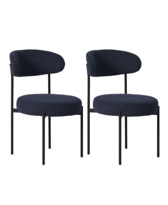 Mid-Century Modern Upholstered Sherpa Round Dining Chairs (Set of 2)