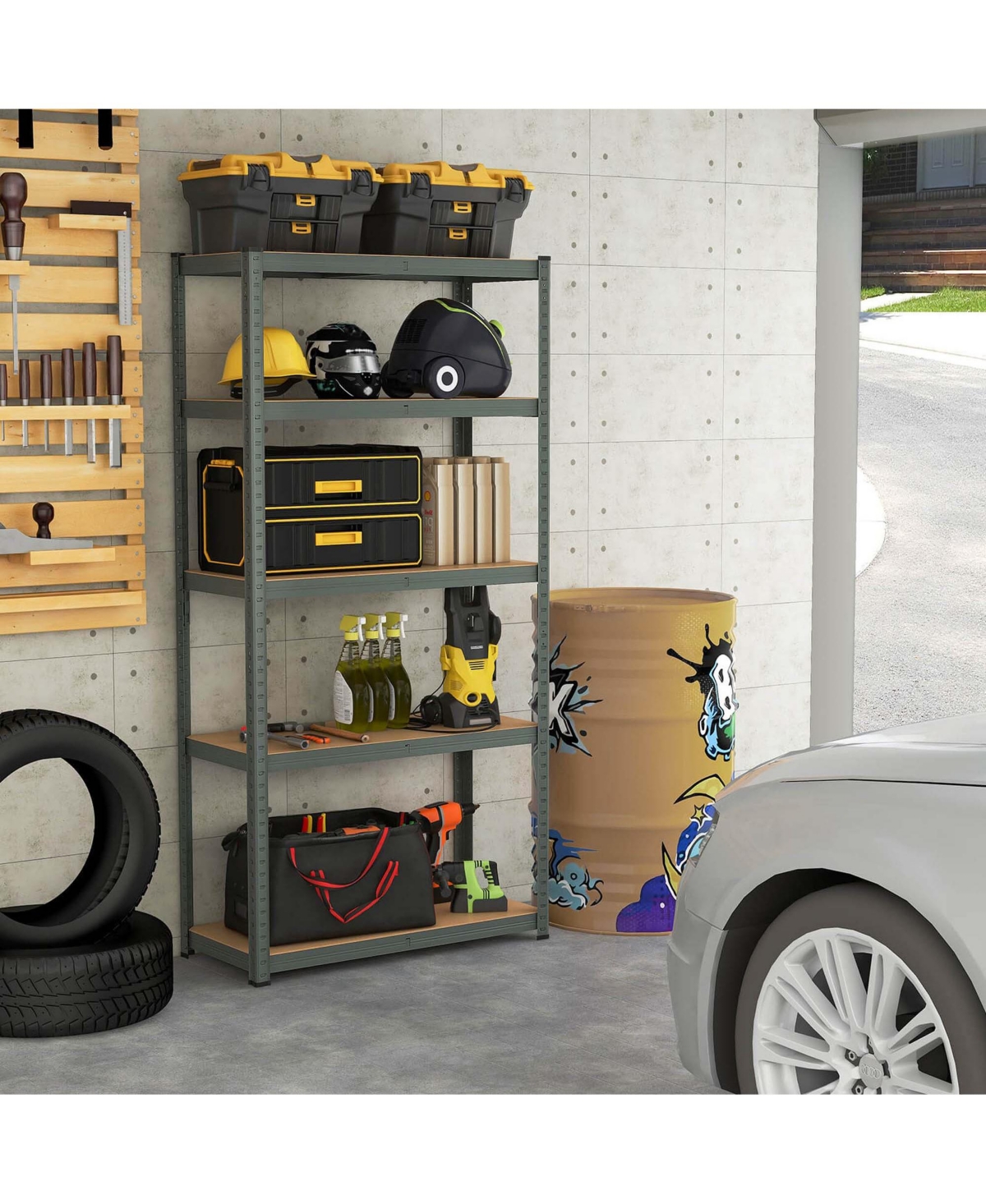 5 Tier Adjustable Garage Shelving Unit with 2000 lbs Max Load for Warehouse