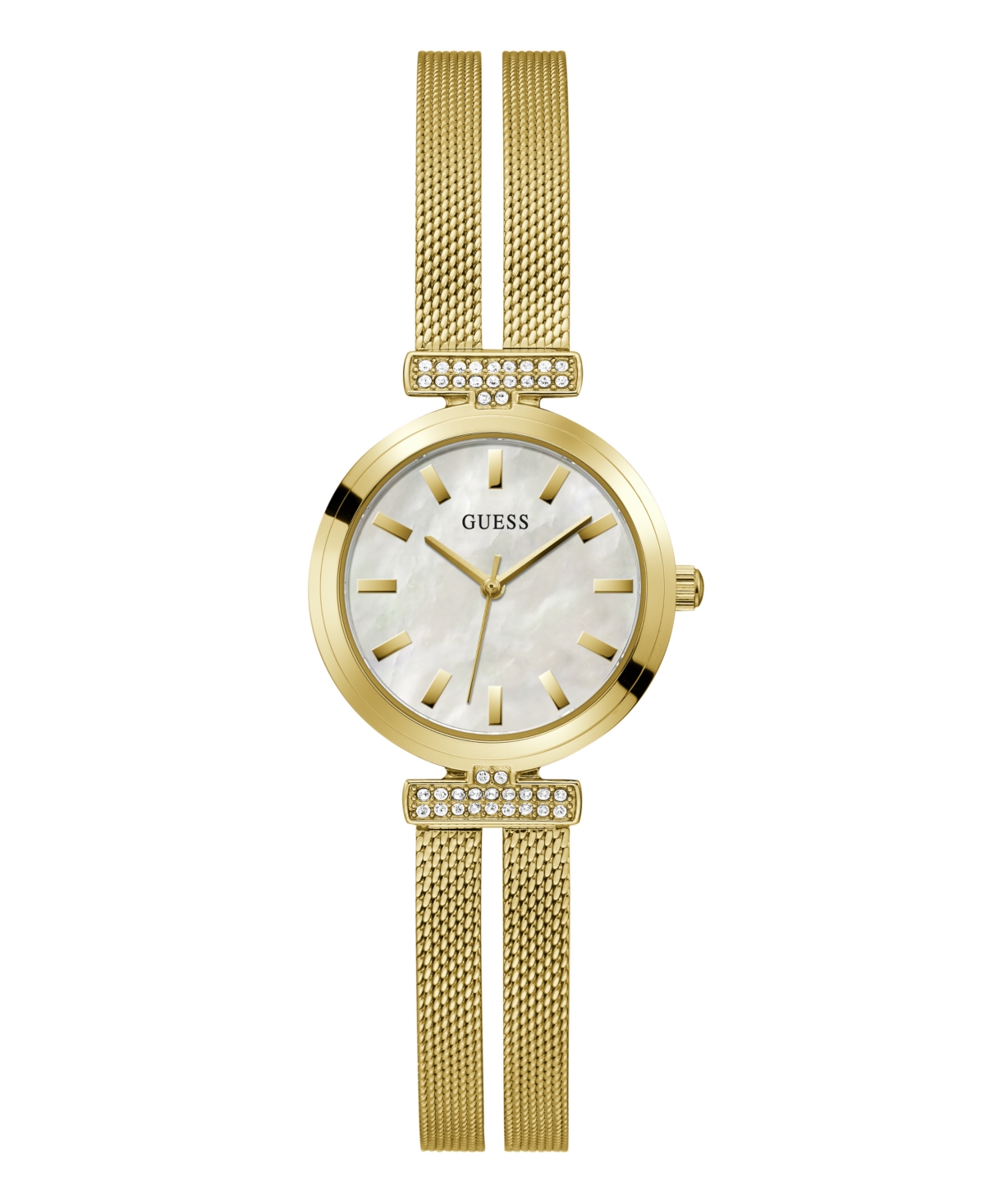 Guess Women's Analog Gold Tone Stainless Steel And Mesh Watch, 28mm In Gold Tone