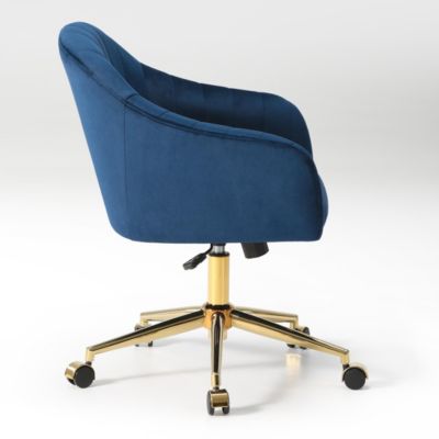 Upholstered Velvet Swivel Vanity Office Chair With Wheels