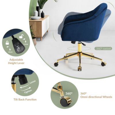 Upholstered Velvet Swivel Vanity Office Chair With Wheels