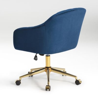 Upholstered Velvet Swivel Vanity Office Chair With Wheels